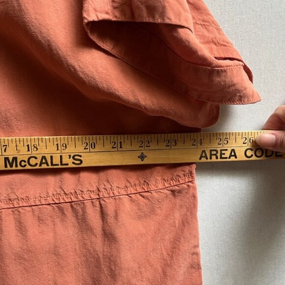 Ischiko linen blend orange short sleeve dress Sz XXL 24” PTP - Picture 10 of 11